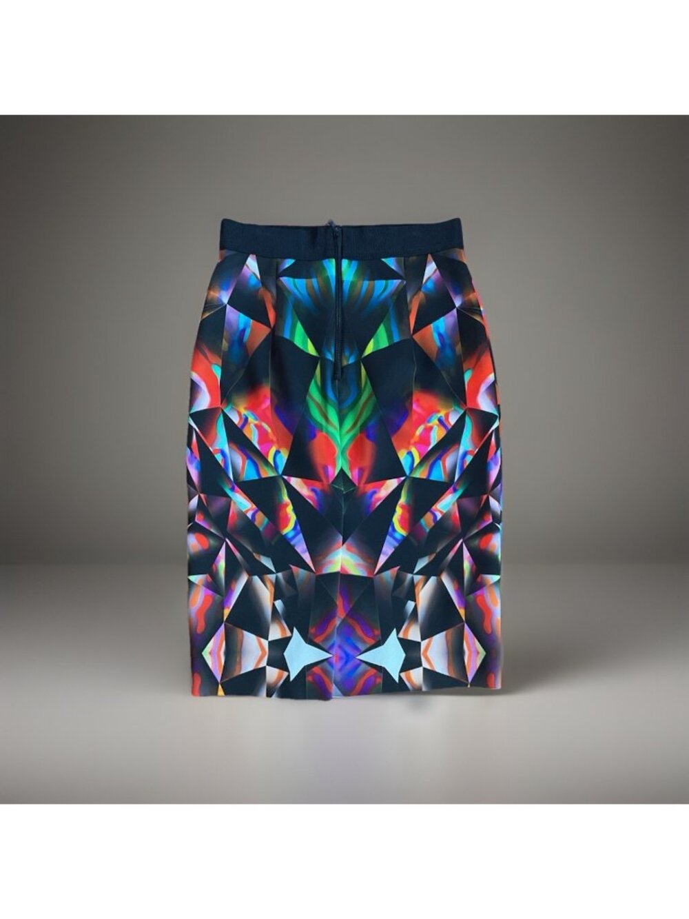 Milly Prism Print Midi Scuba Pencil Skirt Women's Size 8 Wearable Art USA Made